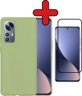 Hoesje Geschikt voor Xiaomi 12X Hoesje Siliconen Case Hoes Met Screenprotector - Hoes Geschikt voor Xiaomi 12X Hoes Cover Case - Groen.