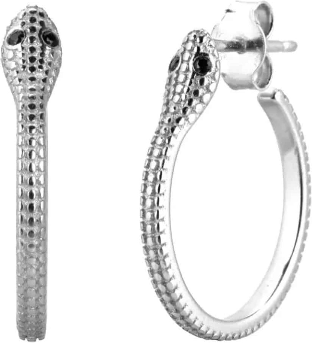Sterling zilveren creool en cuff met slangen hanger | Zilveren Oorbellen