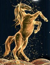 Diamond painting - DIY 5D Diamond Painting Kits Golden Horse, Diamond Art for Adults/Kids Full Drill Pictures Rhinestone Cross Stitch Embroidery Crafts Home Living Room Office Wall