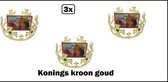 3x Kroon koning verstelbaar goud - Kids - King crown Festival Thema feest party hoofddeksel