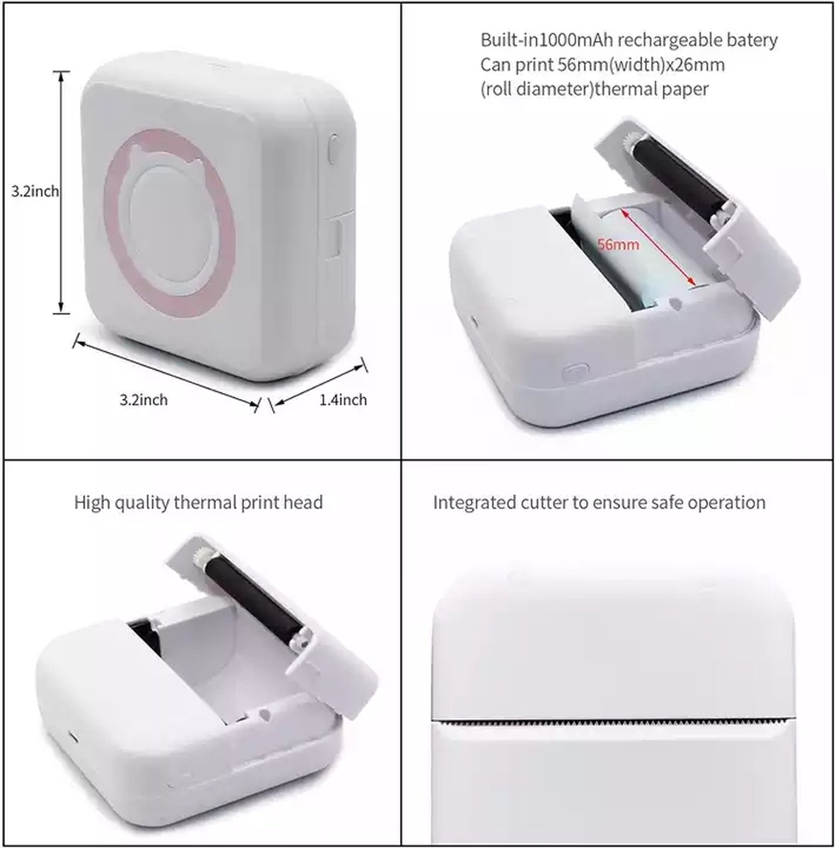 Portable Poche Photo Mini Imprimante Thermique Bluetooth Sans Fil Auto  Adhésif Imprimante Détiquettes Autocollant Pour Andrio Iphone Du 27,44 €