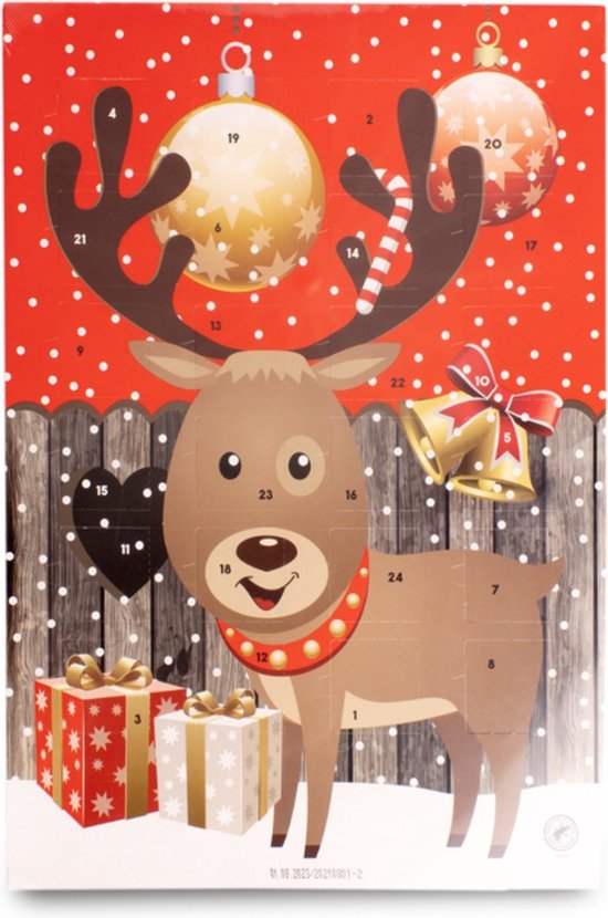 Advent kalender - Vrolijke rendier- Kerst 2022- 24 Melk chocolade