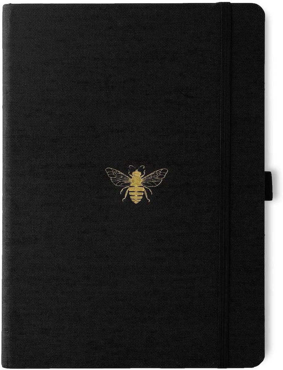 Dingbats* Pro B5 Notitieboek - Black Bee Blanco - Bullet Journal met 160gsm Inktvrij Papier - Schetsboek met Harde Kaft, Binnenvak, Elastische Sluiting en Bladwijzer