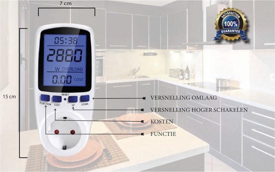 Mobiele digitale energiemeter, 230 V, met led/reset, draagbaar, met industriële stekker/rubberen kabel, IP65 waterdicht, voor camper/elektrische voertuigen Mobiele digitale energiemeter, 230 V, met led/reset, draagbaar, met industriële stekker/rubberen kabel, IP65 waterdicht, voor camper/elektrische voertuigen