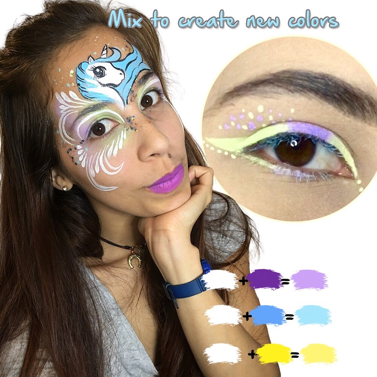 Eulenspiegel 203309 - Kit De Maquillage Bambi, 4 Couleurs, 1 Pinceau, 1 Notice, Pour Env. 40 Masques, Couleurs De Maquillage, Carnaval, Fête à Thème