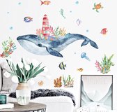 Muurstickers walvis - Kinderkamer inspiratie - Babykamer - Meisje - Jongen - Aquarel - Pastel - Muurdecoratie - Stickerkamer®