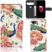 Telefoonhoesje met Pasjes geschikt voor iPhone 7 | 8 | SE (2020) | SE (2022) Pink Peacock