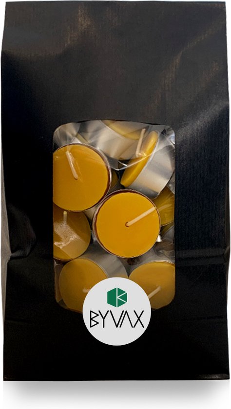 Bijenwas Waxinelichtjes in zak | 48 stuks | 100% Zuivere Bijenwas Kaars