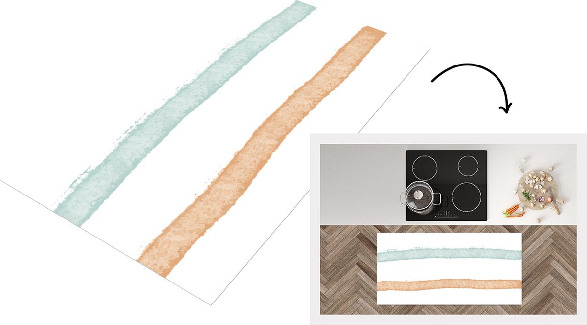 KitchenYeah Keukenloper - Loper keuken - Lijn - Pastel - Regenboog - Patronen - 120x60 cm - Keukenloper vinyl Multicolor