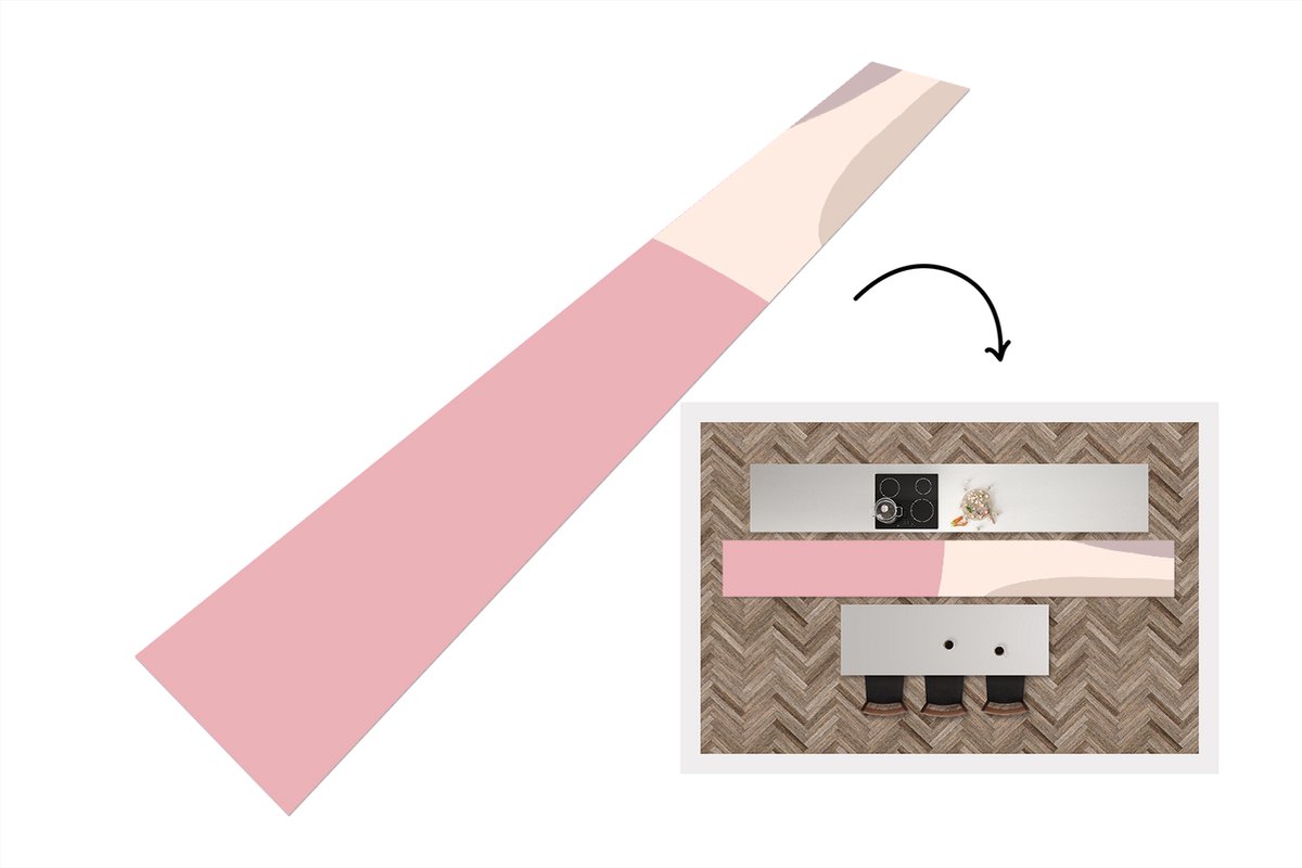 KitchenYeah Keukenloper - Loper keuken - Design - Pastel - Minimalisme - 400x50 cm - Keukenloper vinyl Multicolor
