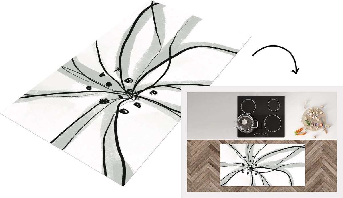 KitchenYeah Keukenloper - Loper keuken - Bloemen - Abstract - Design - 120x60 cm - Keukenloper vinyl Multicolor