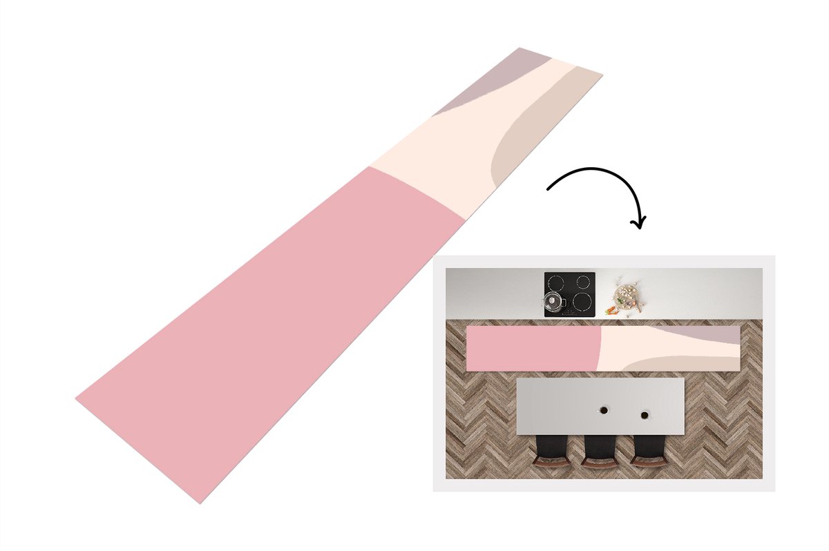 KitchenYeah Keukenloper - Loper keuken - Design - Pastel - Minimalisme - 360x60 cm - Keukenloper vinyl Multicolor