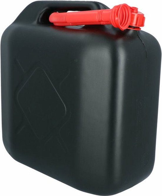 BW® Brandstofjerrycan, metaal, jerrycan, 2 x 20 liter, met schroefsluiting, zwart, RAL 9005, TÜV-getest en VN-goedkeuring, Made in Europe