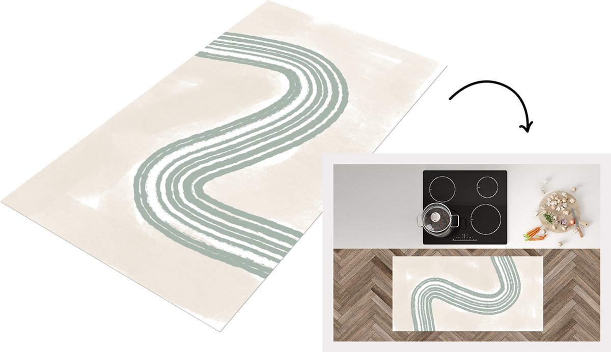 KitchenYeah Keukenloper - Loper keuken - Lijn - Abstract - Design - 120x60 cm - Keukenloper vinyl Multicolor