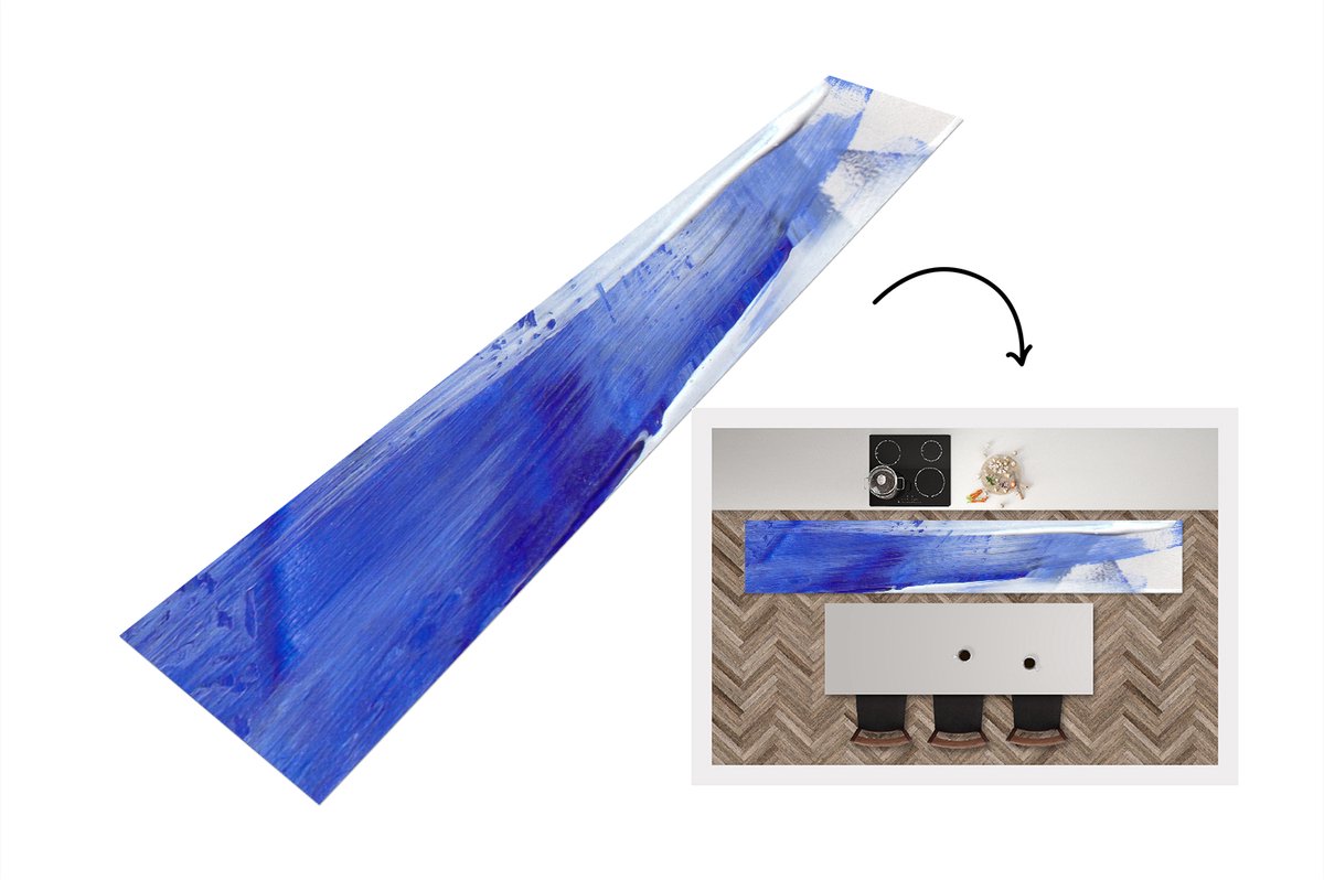 KitchenYeah Keukenloper - Loper keuken - Verf - Design - Blauw - 360x60 cm - Keukenloper vinyl Multicolor