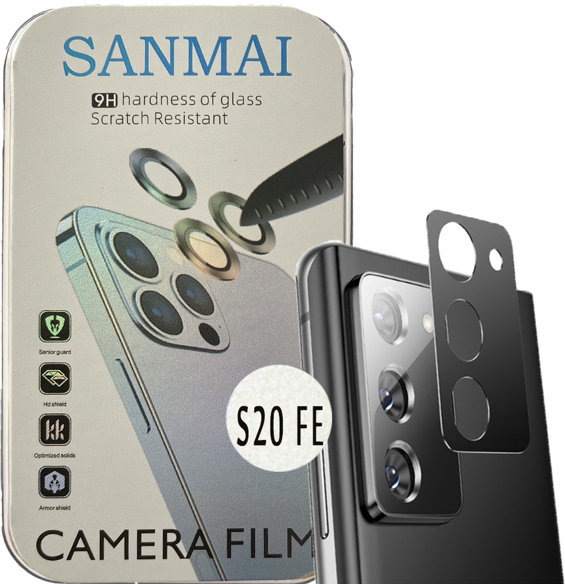 Metalen Camera Lens Protector Voor Samsung Galaxy S20 FE Aluminium Camera Cover Frame zwart 2STUKS