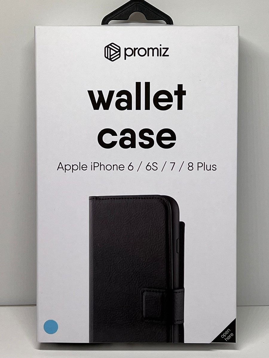 Promiz - Wallet Case - Black - For Apple iPhone 6 Plus / 6s Plus / 7 Plus / 8 Plus