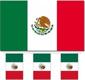 Bellatio Decorations - Vlaggen versiering - Mexico - Vlag 90 x 150 cm en vlaggenlijn 3m
