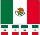 Bellatio Decorations - Vlaggen versiering - Mexico - Vlag 90 x 150 cm en vlaggenlijn 9m