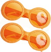 Faram party brillen - 2 stuks - oranje - glitters -  disco
