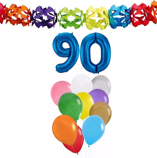 90 jaar versiering, slingers, ballonnen en decoratie voor het feest 90 jaar versiering, slingers, ballonnen en decoratie voor het feest