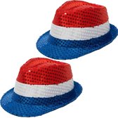 Partychimp Nederlandse vlag gleufhoeden met pailletten - 2x stuks