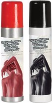 Guirca Haarspray/bodypaint spray - 2x kleuren - rood en zwart - 75 ml