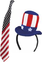 Boland USA/Amerika verkleed thema set - hoed en stropdas volwassenen