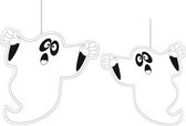 Halloween thema 6x hangende spoken/geest decoraties wit 20 en 30 cm