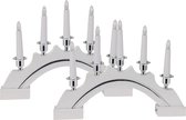 Kaarsenbruggen - 2x stuks - LED verlichting - wit/zilver - 37 cm