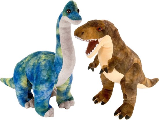 knuffel Dinosauria Brachiosaurus 25 cm pluche blauw