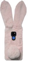 ADEL Siliconen Back Cover Softcase Hoesje Geschikt voor Huawei Mate 20 - Roze Konijn Pluche Stof