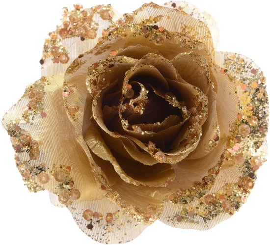 Rose Polyester Glitter Or Clair - 14 cm