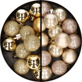 Kerstballen 34x st - 3 cm - goud en champagne - kunststof