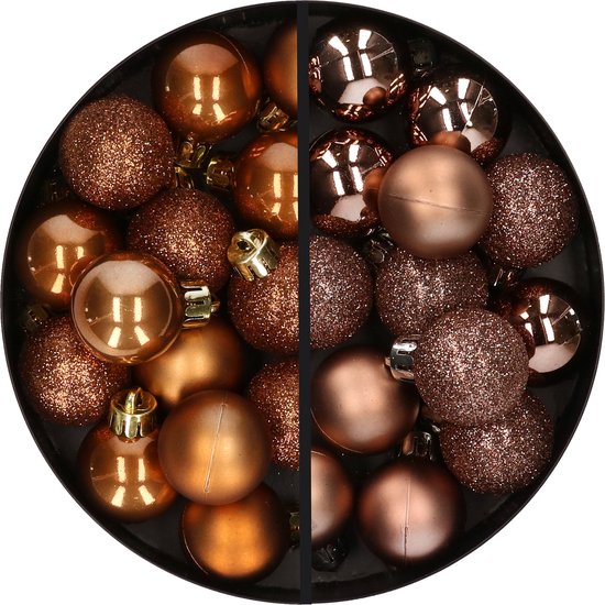 Mini-kerstballen, 3 cm, van kunststof, 24 stuks, glanzende kleine