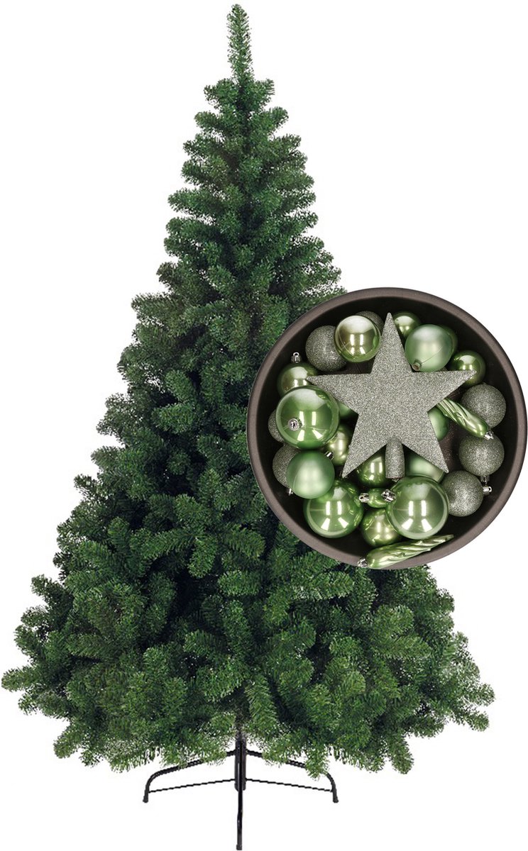 Bellatio Decorations kerstboom H240 cm - met kerstballen en piek groen