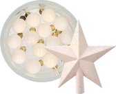 Decoris kerstballen 14x st 3 cm - met ster piek - wol wit - kunststof