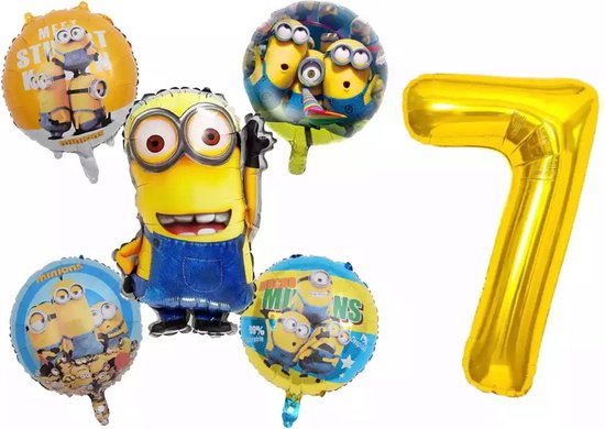 Minions Verjaardagsfeestje Benodigdheden Folie Ballon Boeket Decoratie, , voor 7e Verjaardag
