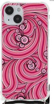 Anti Shock Case Geschikt voor iPhone 14 Plus Telefoonhoesje met doorzichtige rand Swirl Pink