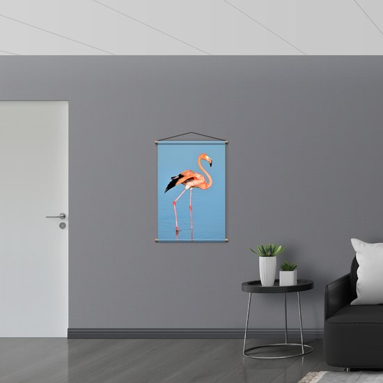WallClassics - Affiche Textile - Flamino Rose dans l' Water - 60x90 cm Photo sur Textile