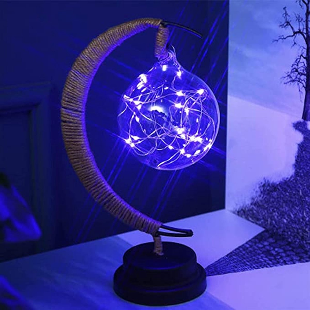 Twinklingplanet - Maanlamp - Blauw - Verlichting - Nachtlampje - Decoratie - kerstballen - Tafellamp - Kerst -