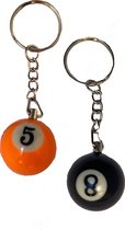 Set van 2 biljartbal sleutelhangers - Snooker bal - Poolen - Biljart sleutelhanger - Trendy ball keychain - 2 stuks