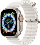 Smartwatchbandje Ocean By Ossora - Wit - Geschikt voor Apple Watch bandje 42 / 44 / 45 / Ultra / 49mm - elastomeer bandje - Apple Watch Ultra Ocean