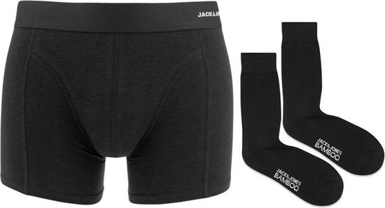 Jack & Jones 3-Pack Bamboe sokken / boxer - Black - Cadeau - M - Zwart