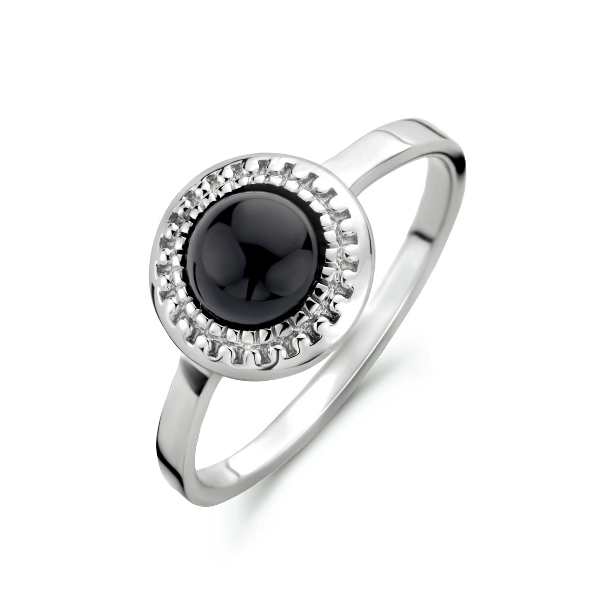 Bague Femme En Argent 925 Et Onyx - Modèle BA-AR-35, Taille 56, Neuve Avec étiquettes