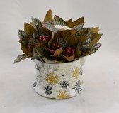 Pièce de Noël en corbeille en poterie blanche, produit 100% naturel, Ø 12 cm, H 16 cm