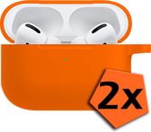 Hoesje Geschikt voor Airpods Pro Hoesje Siliconen Case Hoes - Hoesje Geschikt voor Apple Airpods Pro Case - Oranje - 2 PACK.
