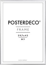 Fotolijst - Posterdeco - Premium Metaal - Fotomaat 29,7x42 cm (A3) - Posterlijst - Fotolijstje - Zilver