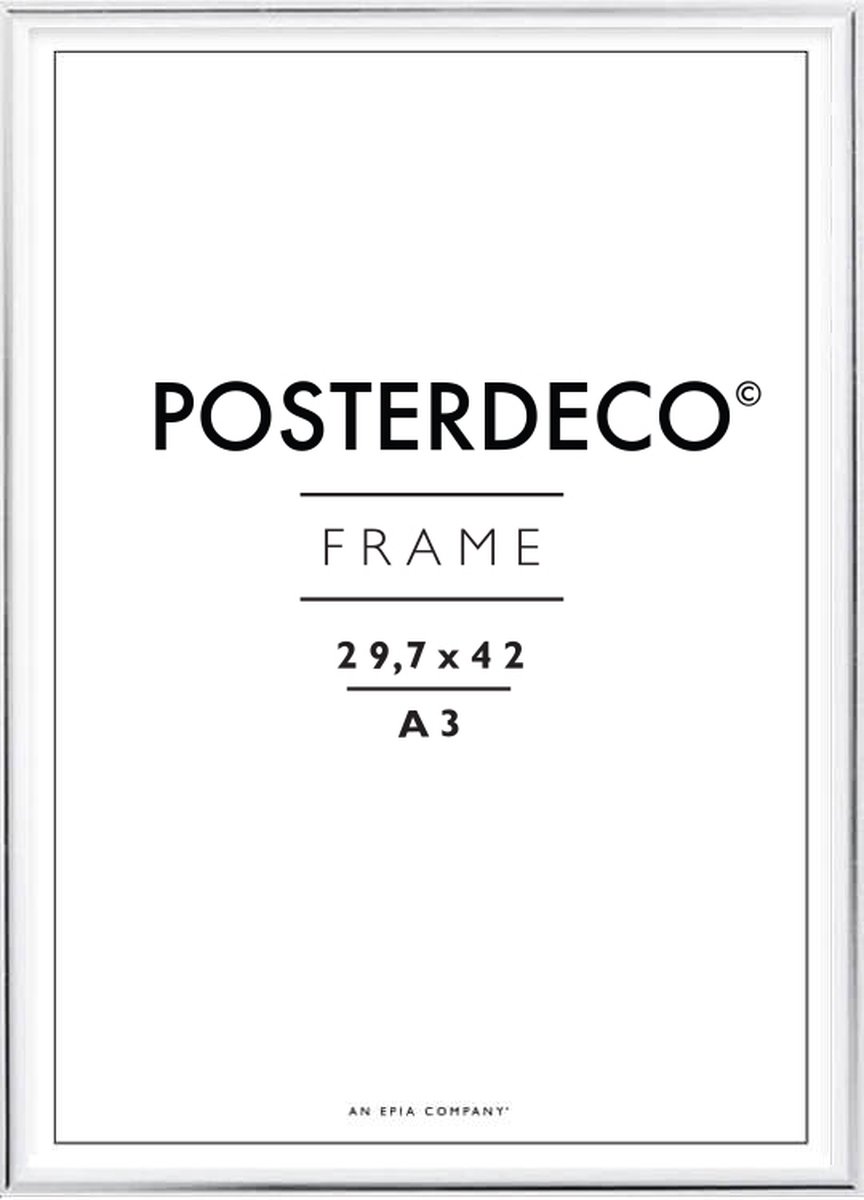 Fotolijst - Posterdeco - Premium Metaal - Fotomaat 29,7x42 cm (A3) - Posterlijst - Fotolijstje - Zilver
