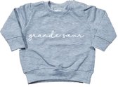 Sweater voor kind - Grande Soeur - Maat 98 - Grijs - Big Sister - Ik word grote zus - Gezinsuitbreiding - Zwanger - Geboorte - Meisje - Trui - Peuter - Dreumes